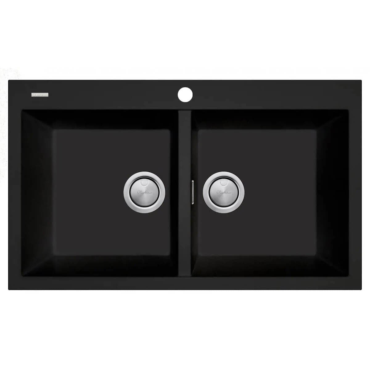 Oliveri Santorini Double Bowl Topmount Sink - Matte Black, Two 32L Bowls - ST-MB1564-OF