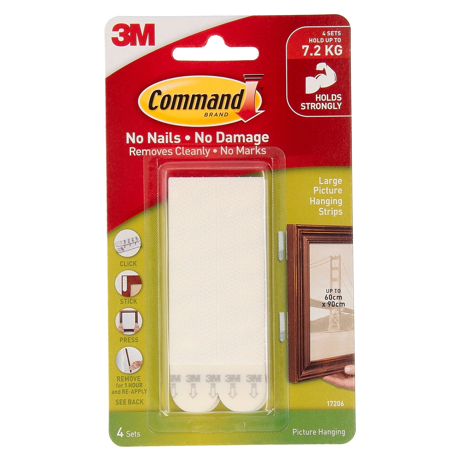 Command Large White Picture Hanging Strips - 4 Pack, Damage-Free