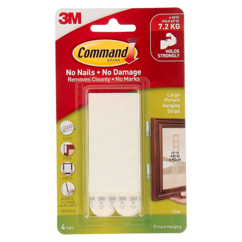 Command Large White Picture Hanging Strips - 4 Pack, Damage-Free