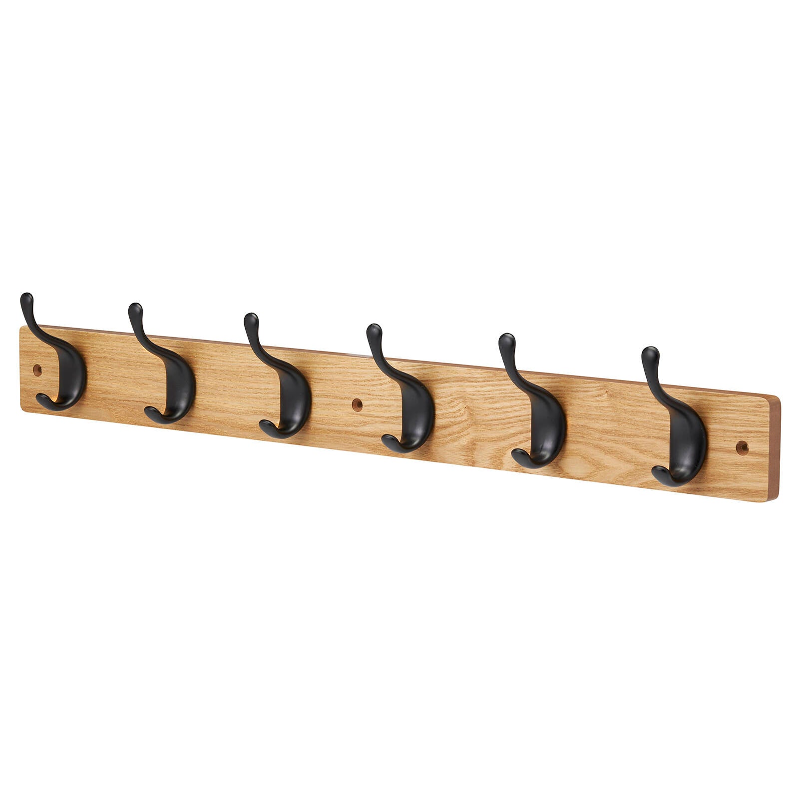Adoored 6 Double Hook Pine Board Decorative Hook Rack, Timber/Black