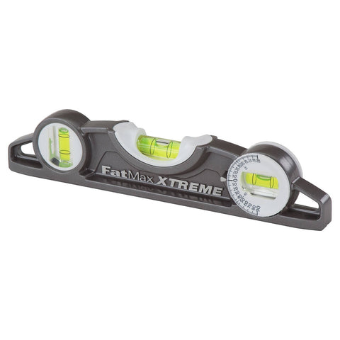 Stanley FatMax 230mm Torpedo Spirit Level, 3 Vial, Aluminium, Waterproof