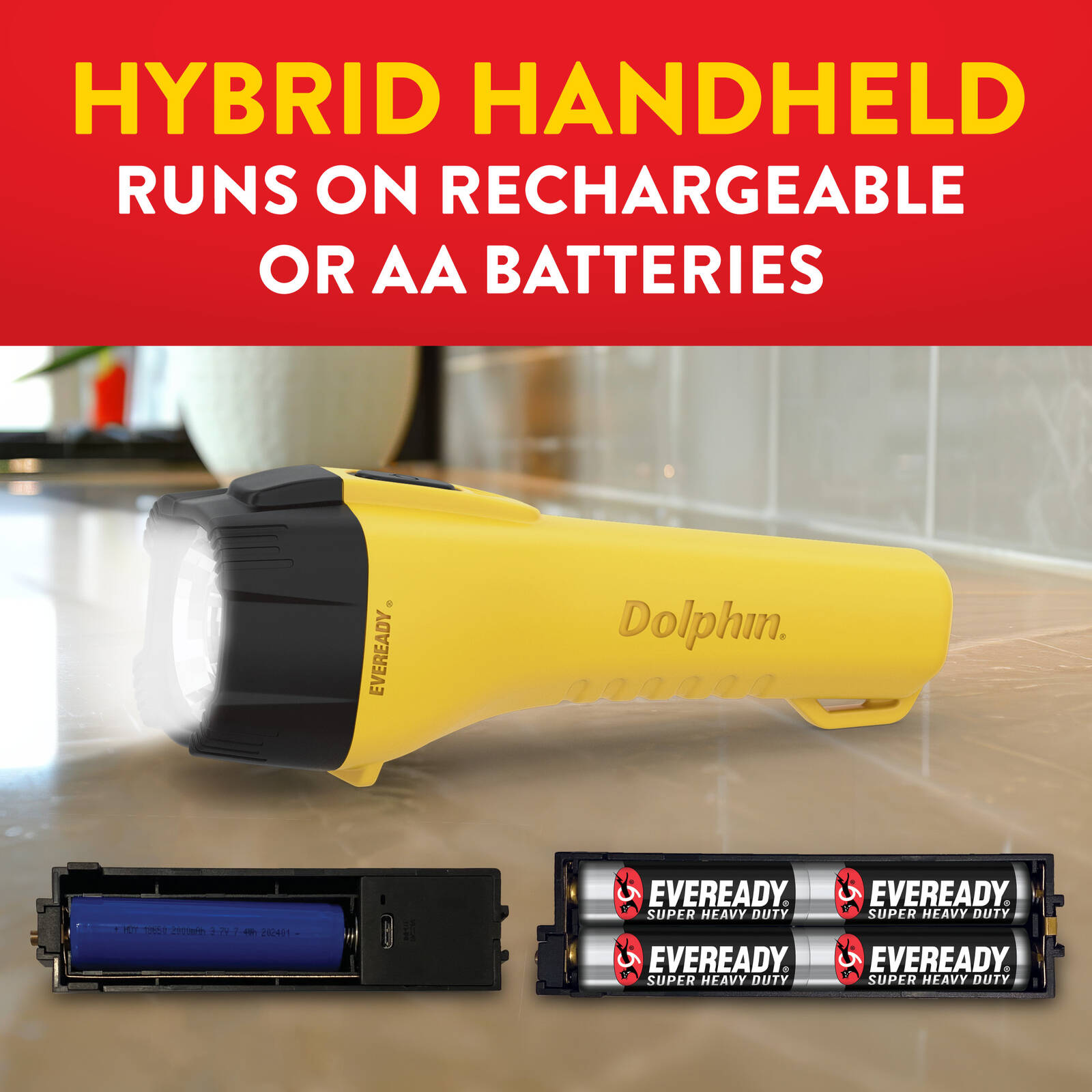 Eveready Dolphin Hybrid Rechargeable Floating LED Flashlight 225 Lumen YLHH41