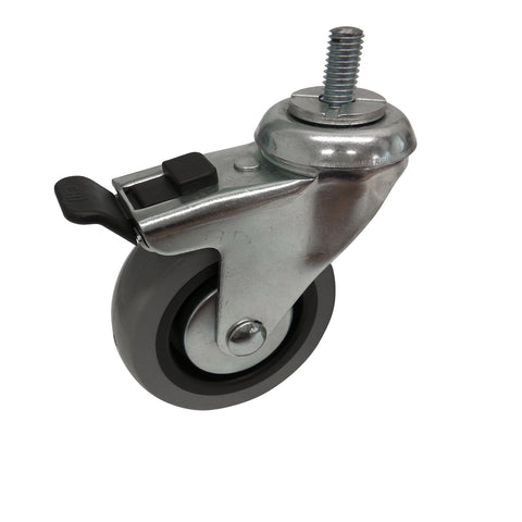Easyroll 75mm Grey Rubber Swivel Castor with Brake, 45kg Load