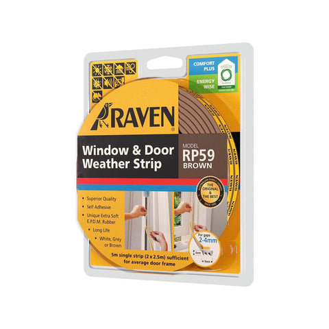 Raven RP59 5000mm Brown Self Adhesive EPDM Weather Strip