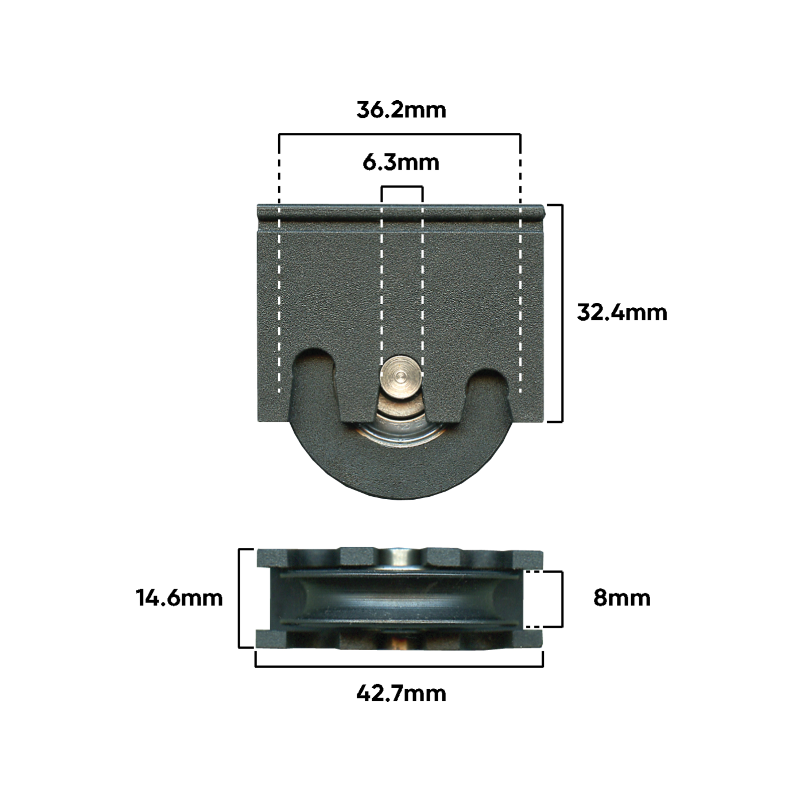 Rolltrak Heavy Duty Nylon Carriage and Roller