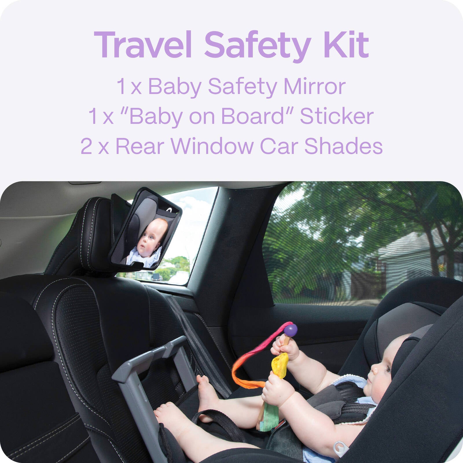 Perma Child Safety Travel Kit, Twin Sunshades, Baby Mirror & Sign 3 Piece