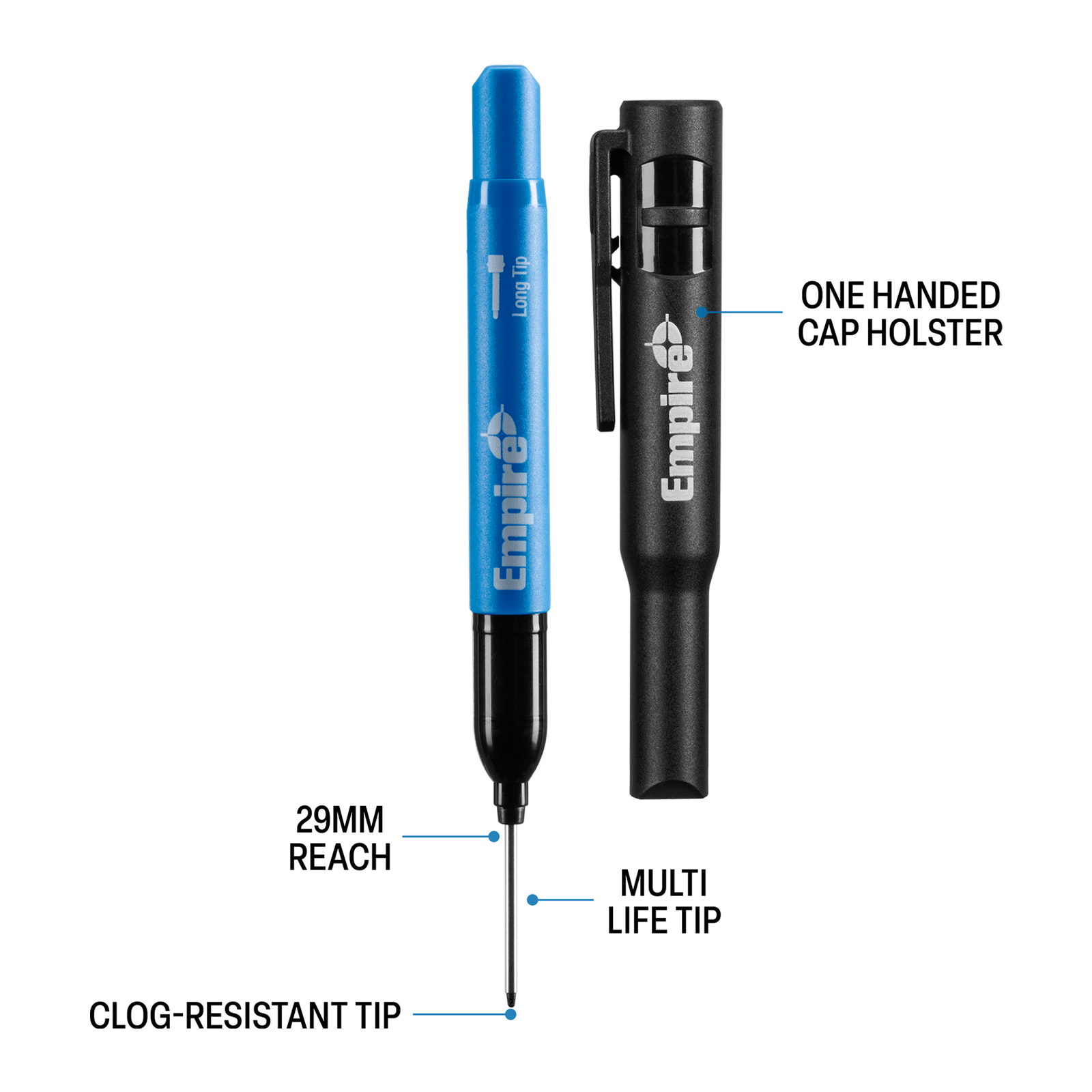 Empire Long Tip Marker with Acrylic Nib and Holster Cap for Deep Hole Marking