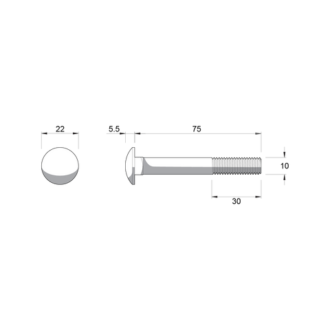 Zenith M10 x 75mm Hot Dipped Galvanised Cup Head Bolt and Nut - 4.6 Grade Steel, Each