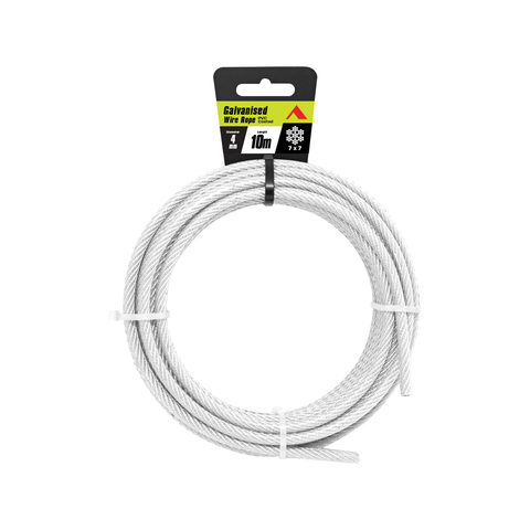 Pinnacle 4mm x 10m Galvanised PVC Coated Wire Rope, 7x7 Construction