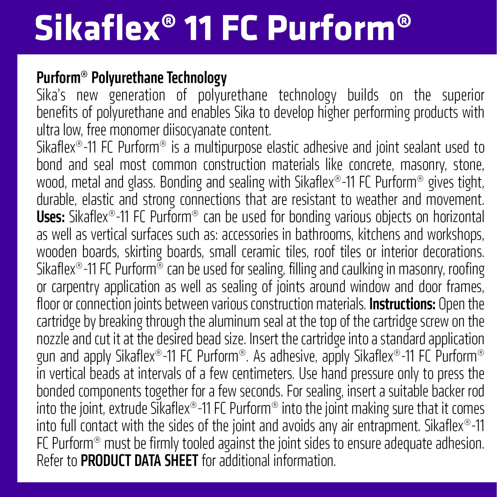 Sika Concrete Grey Sikaflex 11FC Purform Polyurethane Adhesive Sealant 300ml