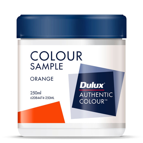 Dulux Sample Pot 250ml Orange, Water Based Low Sheen, Interior Colour Tester