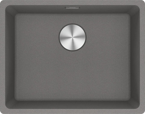Franke Maris Single Bowl Flush Mount Sink - Stone Grey Fragranite, Hidden Overflow - MRG210-52SG-B