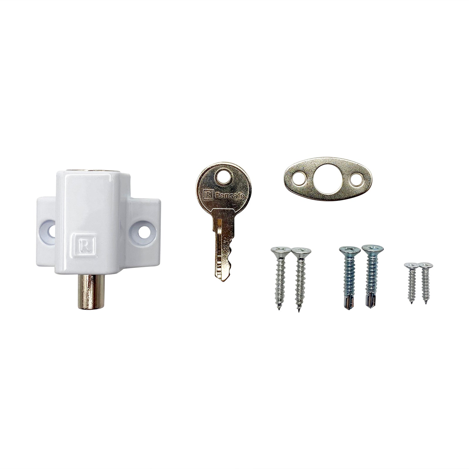 Remsafe White Window & Door Mini Push Lock - Lockable, White Powdercoat Steel