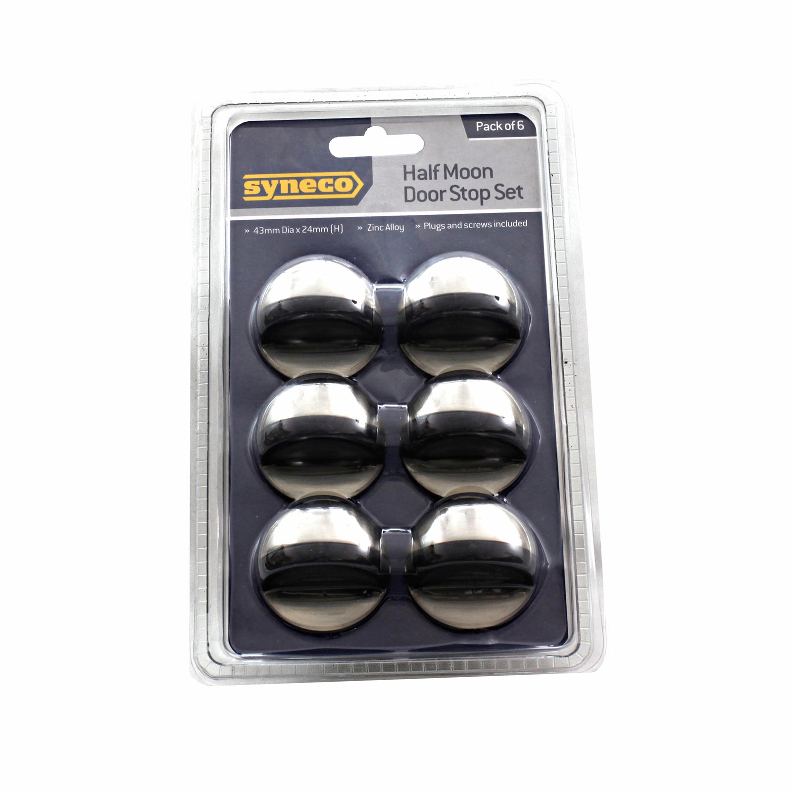 Syneco 6 Piece Brushed Nickel Zinc Alloy Half Moon Door Stop Set