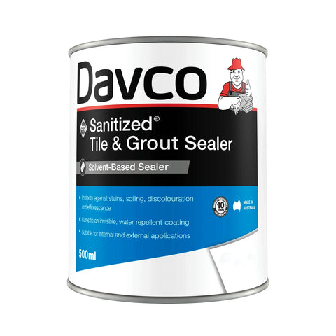 Davco Sanitized Tile & Grout Sealer 500ml Clear Solvent-Based Stain-Resistant