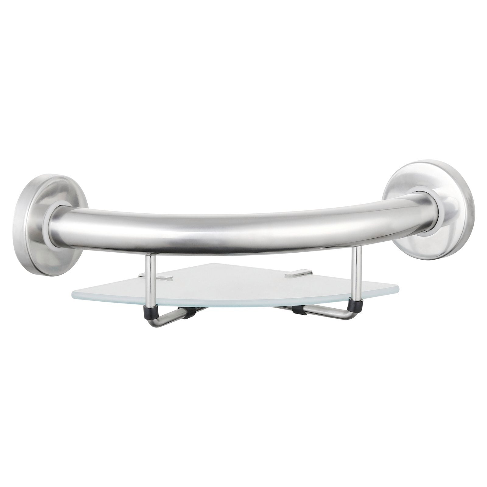 evekare Corner Shelf with Grab Rail - 260mm Stainless Steel & Glass 110kg