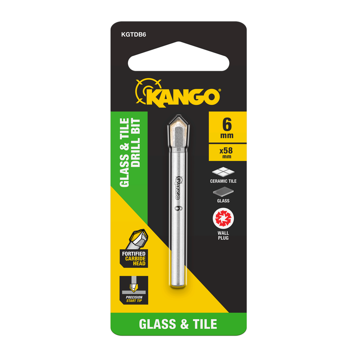 Kango 6mm Glass and Tile Drill Bit - Carbide Head for Wet or Dry Drilling