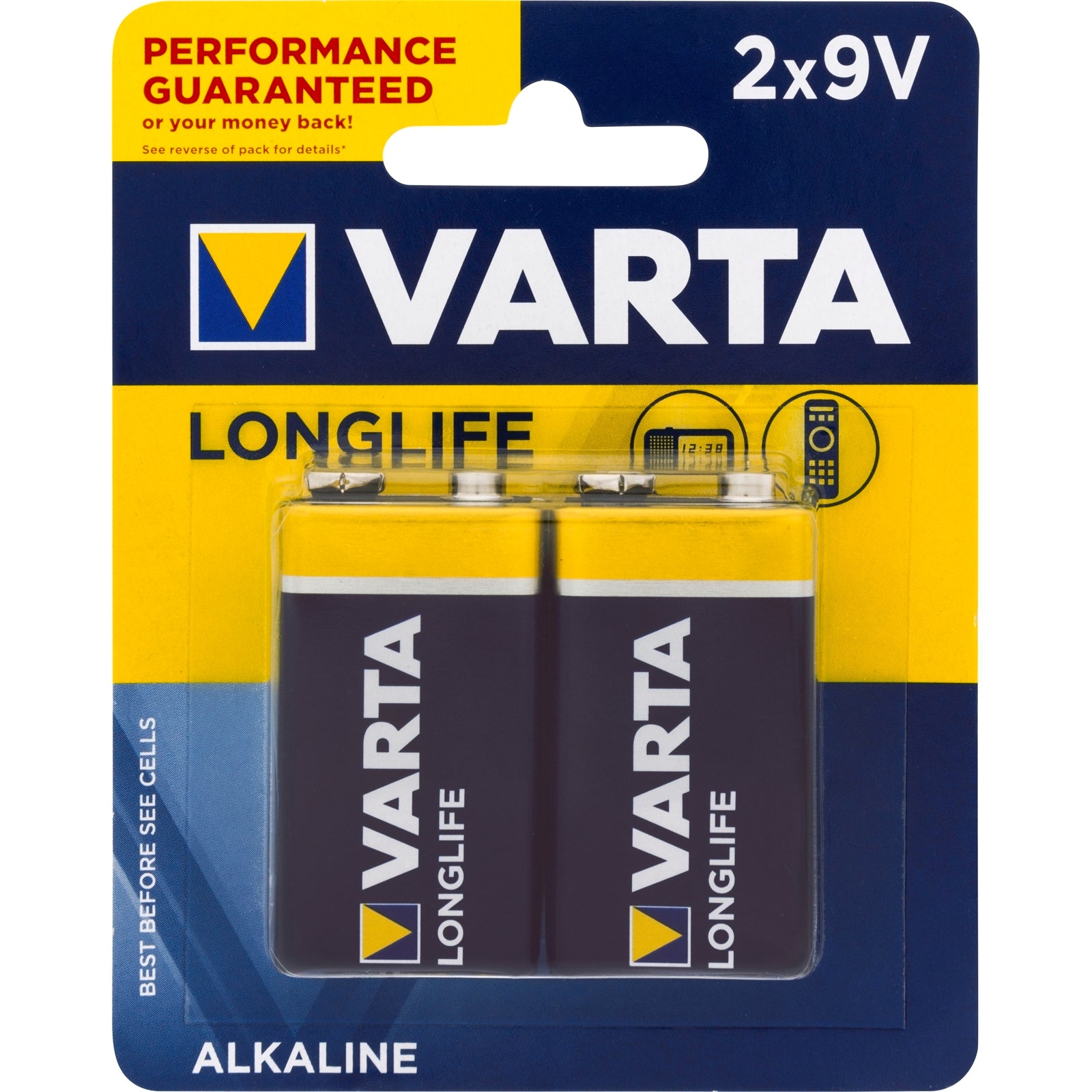 Varta Longlife 9V Alkaline Batteries 2 Pack Made in Germany