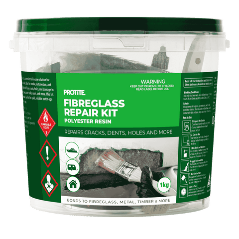 Protite Large Fibreglass Repair Kit 1kg - Sandable, Paintable, UV & Shrink Resistant