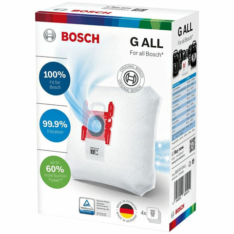 Bosch PowerProtect vacuum dust bags - 4 pack, high suction when full, tear resistant - BBZ41FGALL