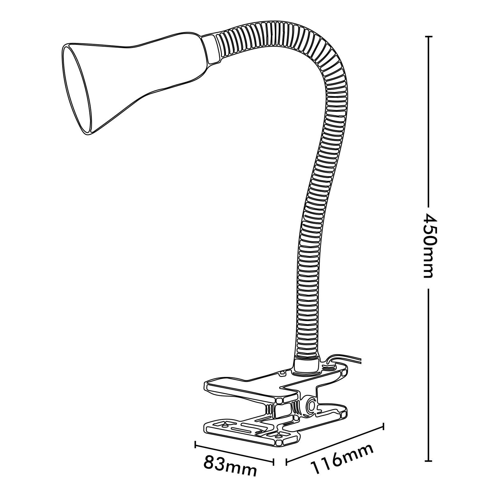 Brilliant Lighting Vito Metal Clamp Lamp, Black, Adjustable E14 Head, Indoor 19759/06