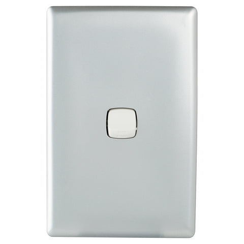 HPM Linea 1 Gang Wall Switch, Matt Silver, Slim ABS Indoor, CDLN770/1WEMS