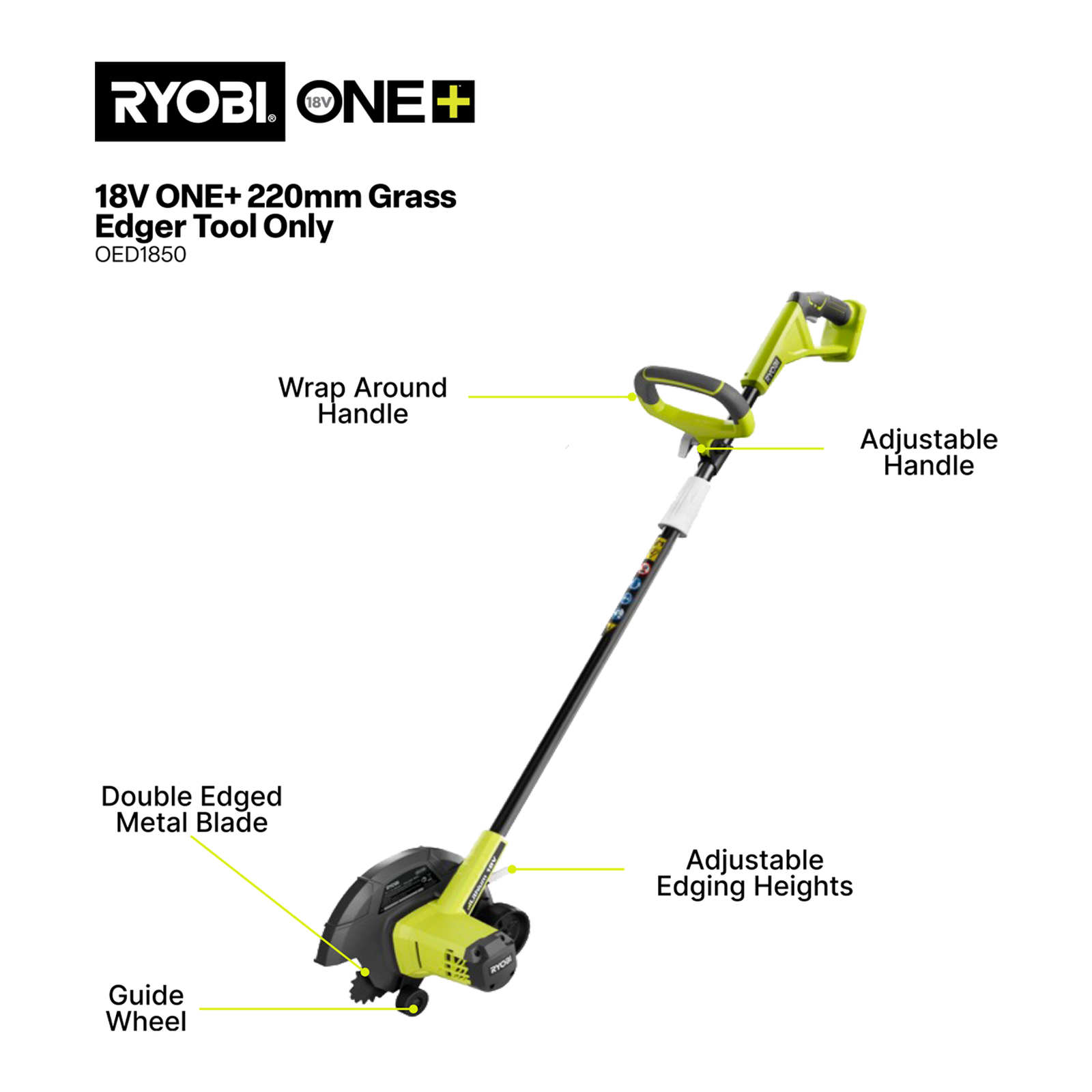 Ryobi One+ 18V Cordless 220mm Edger - Tool Only OED1850