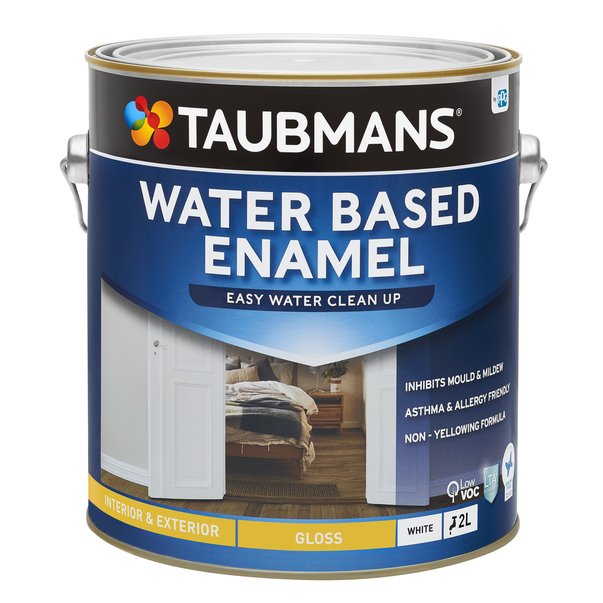 Taubmans 2L White Gloss Water Based Enamel Paint - Durable Finish - Low Odour - SuperSaverAU - view 1