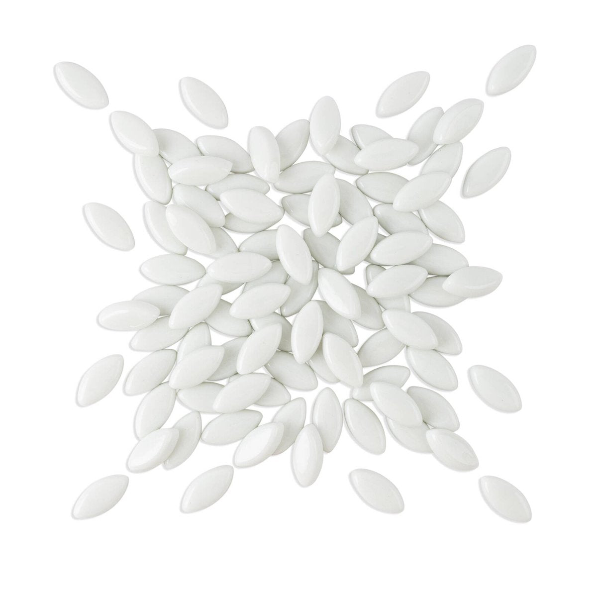 Mandala Art Snow Petals White Glass Mosaic Tiles Indoor & Outdoor, Child Friendly