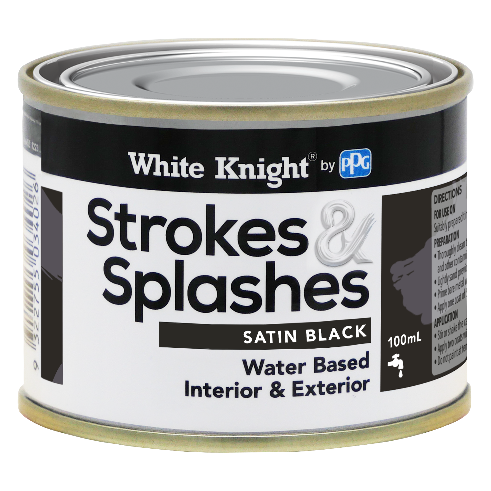 White Knight Strokes And Splashes Paint 100ml Black Satin