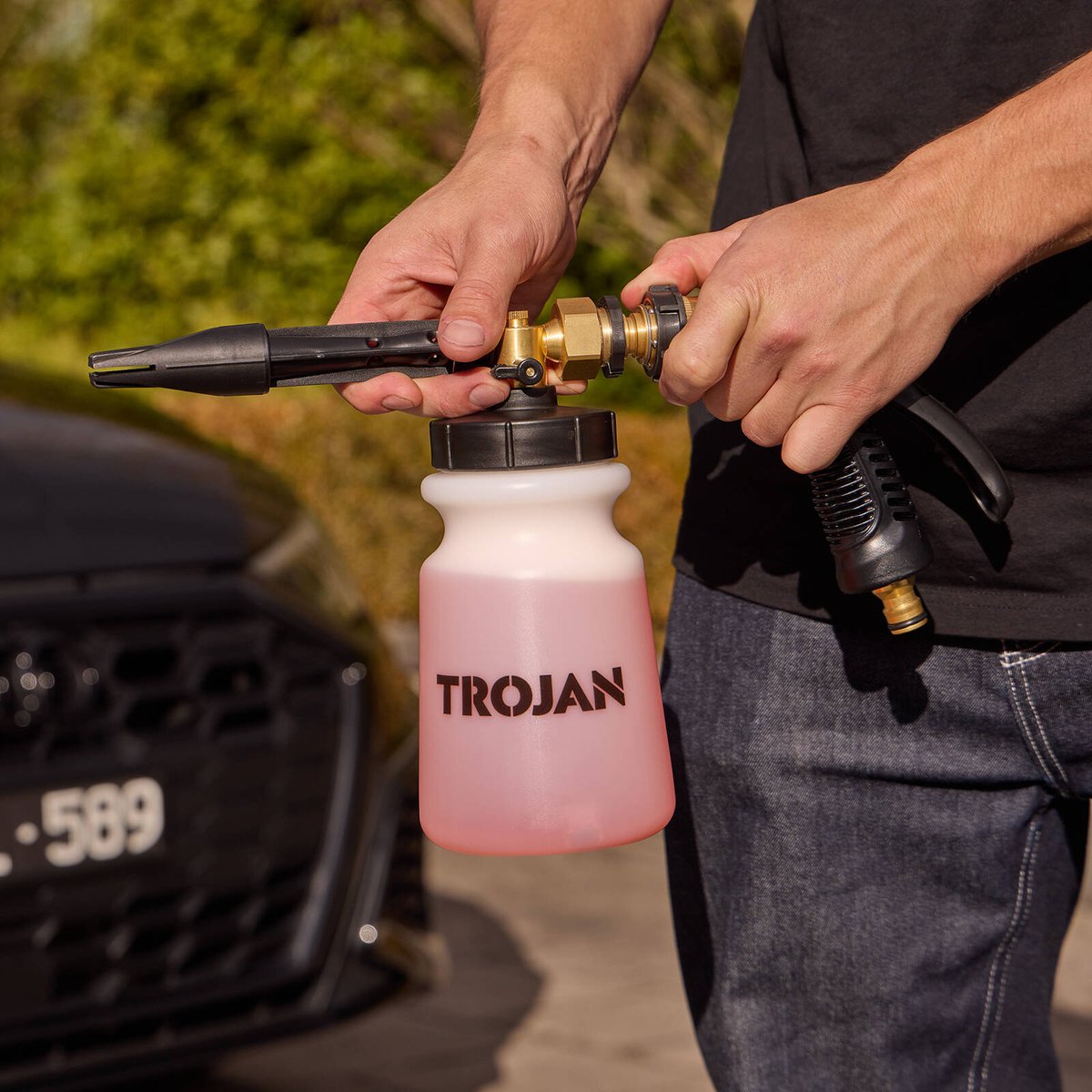 Trojan 3-in-1 Foam Cannon - Garden Hose Car Wash Foam Gun with Brass Fittings