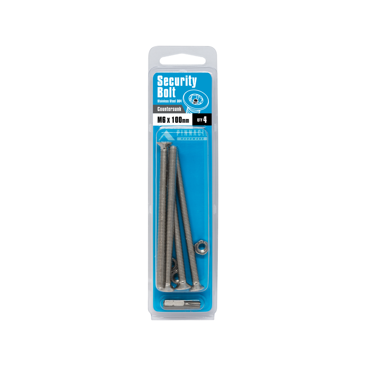 Pinnacle M6 Stainless Steel Security Bolts 100mm Flat Head 4 Pack - SuperSaverAU - view 2
