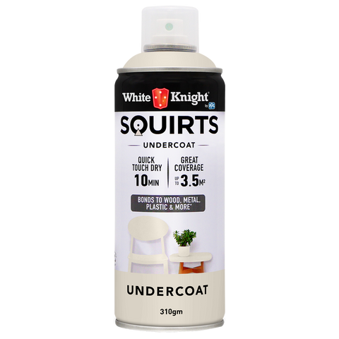White Knight Squirts Undercoat Spray Paint 310g Solvent Based Durable - SuperSaverAU - view 1