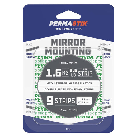 Permastik Mirror Mounting Strips 80mm x 24mm Foam Max Bond Strength - SuperSaverAU - view 1