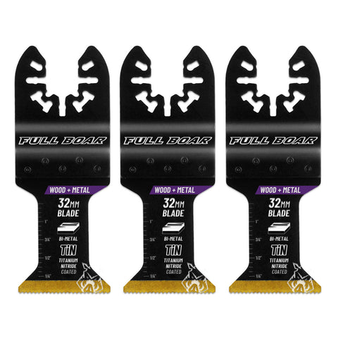 Full Boar 32mm Wood & Metal Plunge Cut Multi-Tool Blade - 3 Pack