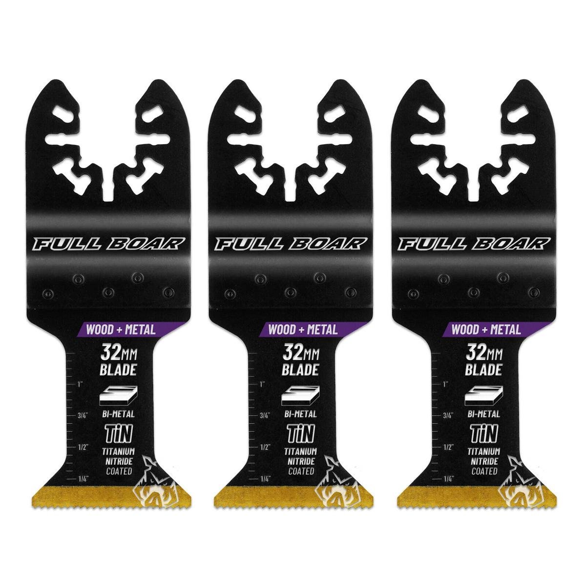 Full Boar 32mm Wood & Metal Plunge Cut Multi-Tool Blade - 3 Pack
