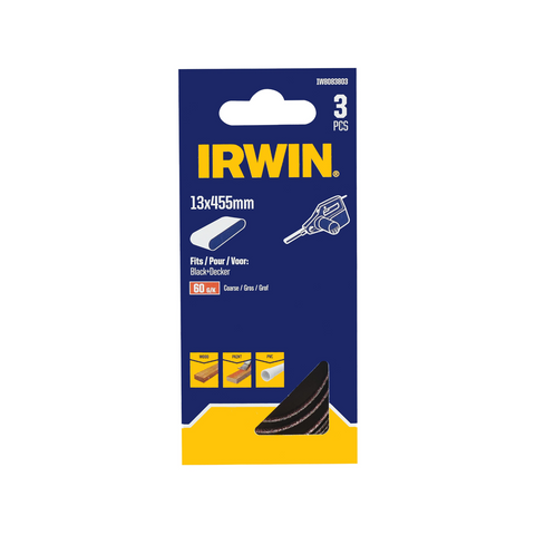 Irwin 13mm 60 Grit Powerfile Sanding Belt - 3 Pack