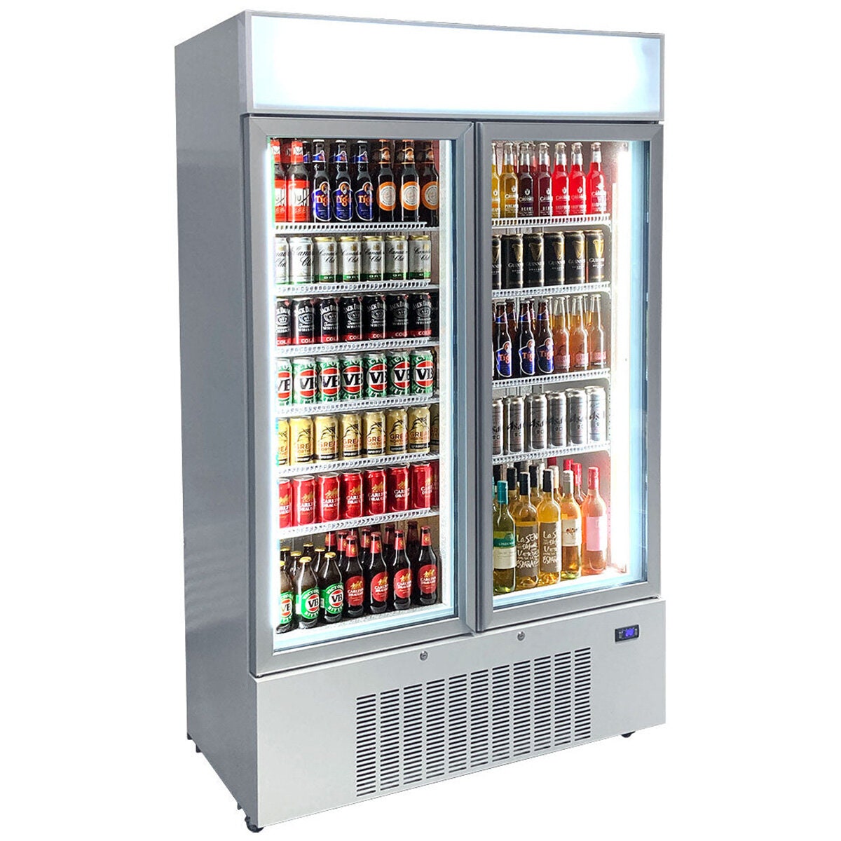 Schmick 825L Two Door Glass Door Beverage Refrigerator - White, Single Zone, 7 Star Rating - HUS-C10