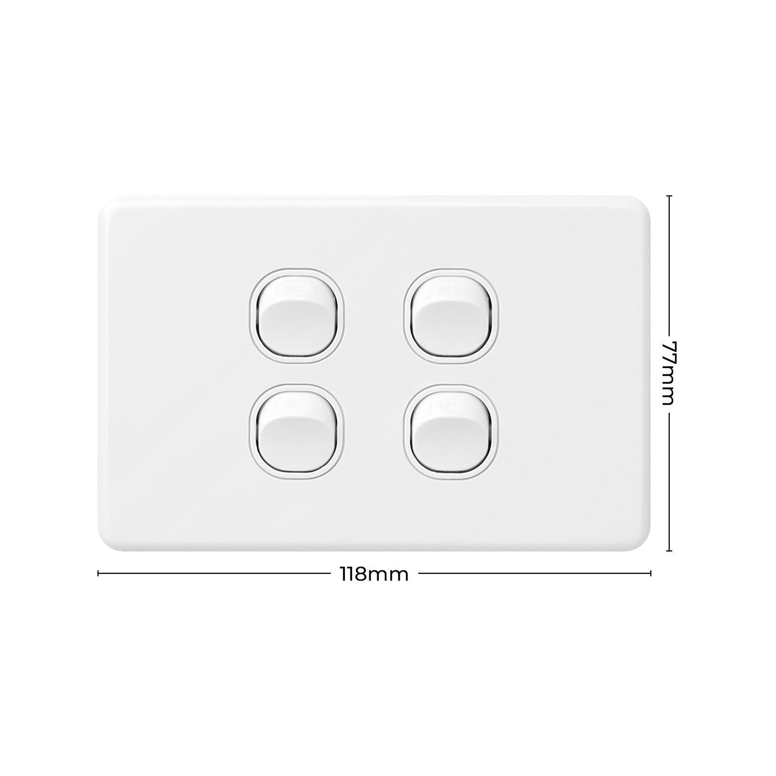 DETA X6 Quad Switch 4 Gang White Polycarbonate 10A 240V