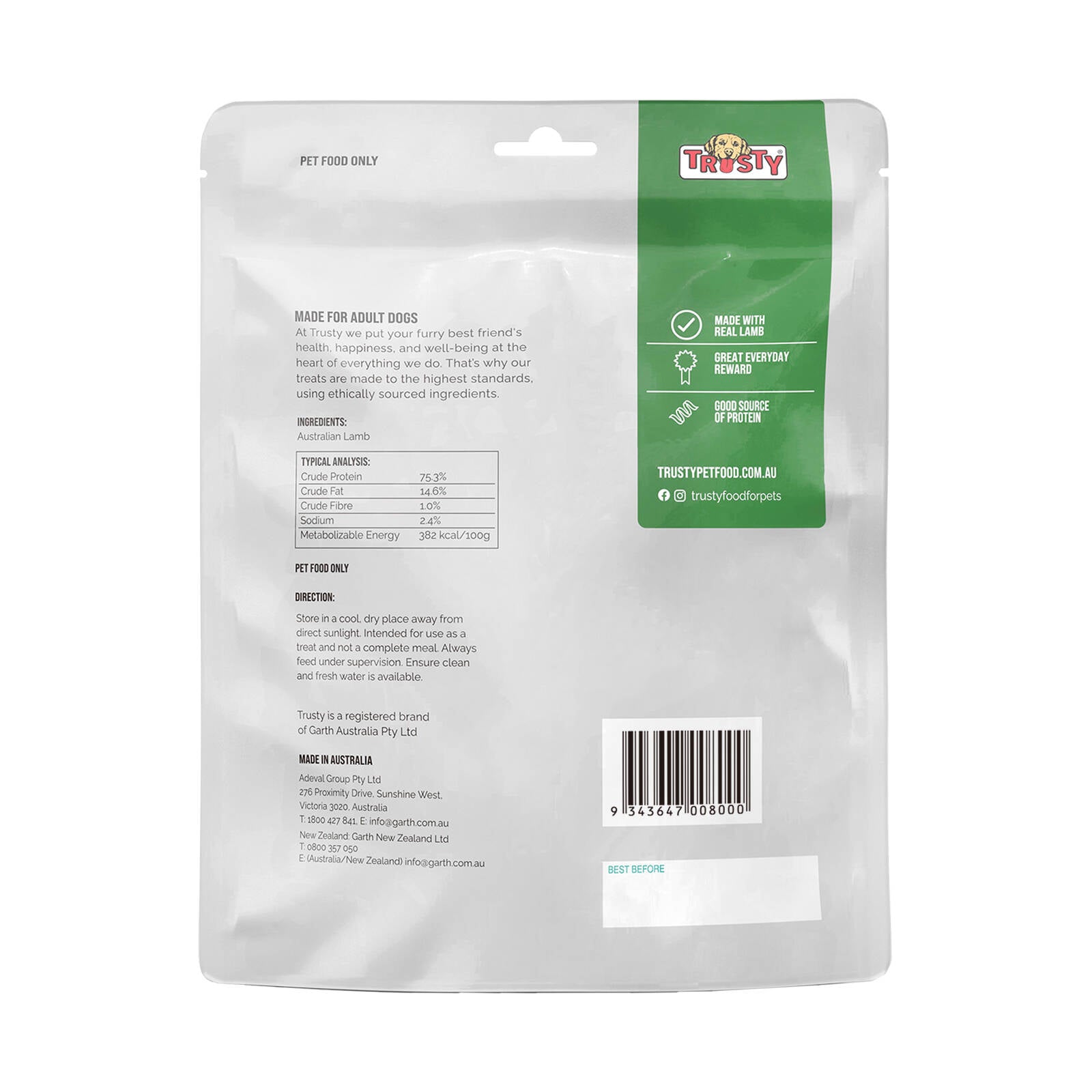 Trusty 100g Premium Lamb Cubes Natural Meaty Dog Treats