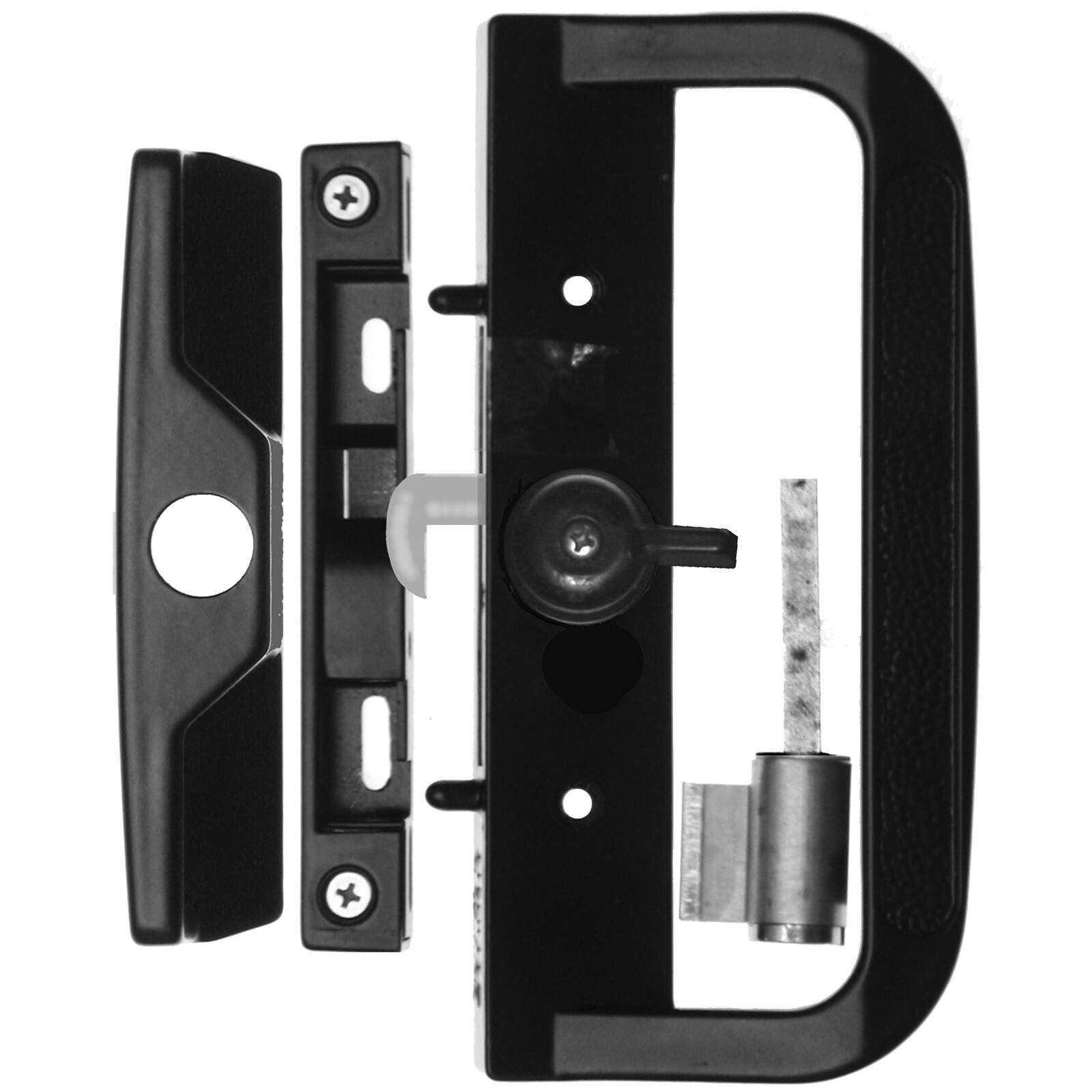 Rolltrak Black Powder-Coated Alloy Sliding Patio Door Keyed Lock Set