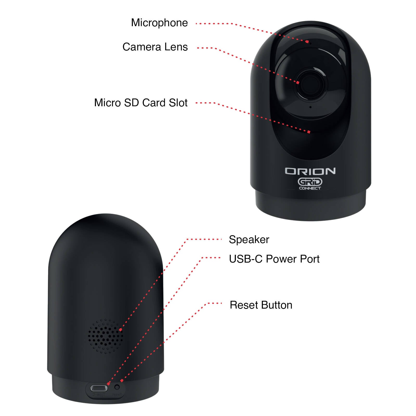 Orion Grid Connect Smart 4MP 2K Indoor Pan and Tilt Security Camera Black SC012BKHA