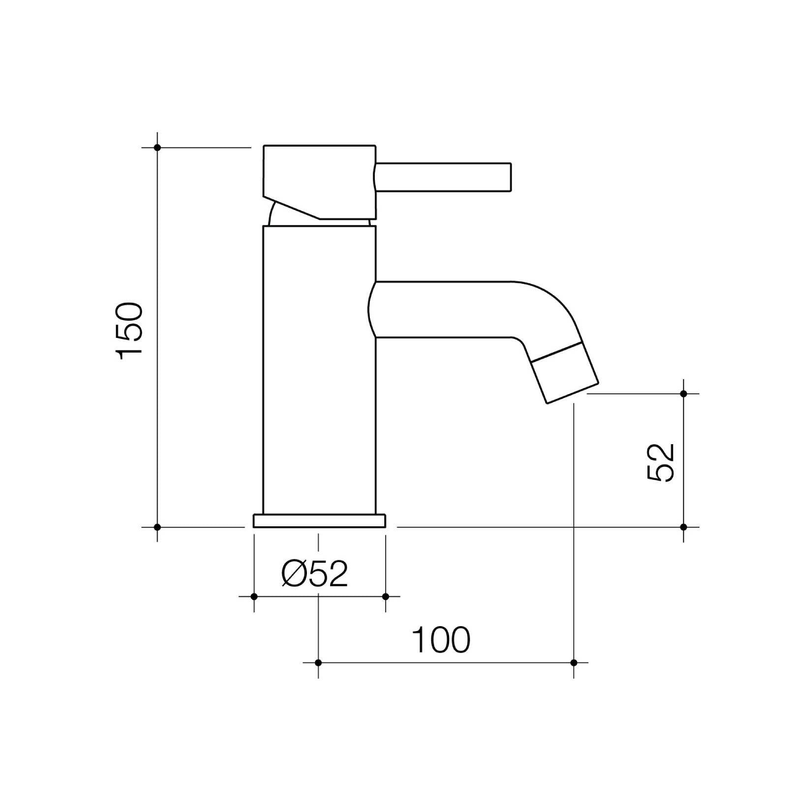 Flexispray Splash Lead Free Basin Mixer Matte Black, 4.5L/min 6 Star, 100mm Spout Pin Lever