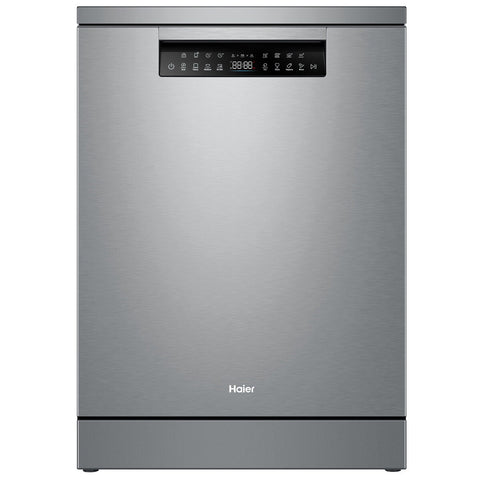 Haier 60cm Freestanding Dishwasher with Steam - 15 Place Settings - Satina - Auto Door Opening - HDW15F3S1