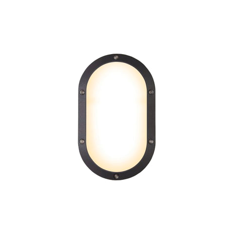 HPM ELLIPTICA 20W Oval LED Bunker Light, Black, Weather Resistant, Hardwired Outdoor LBL034KBL