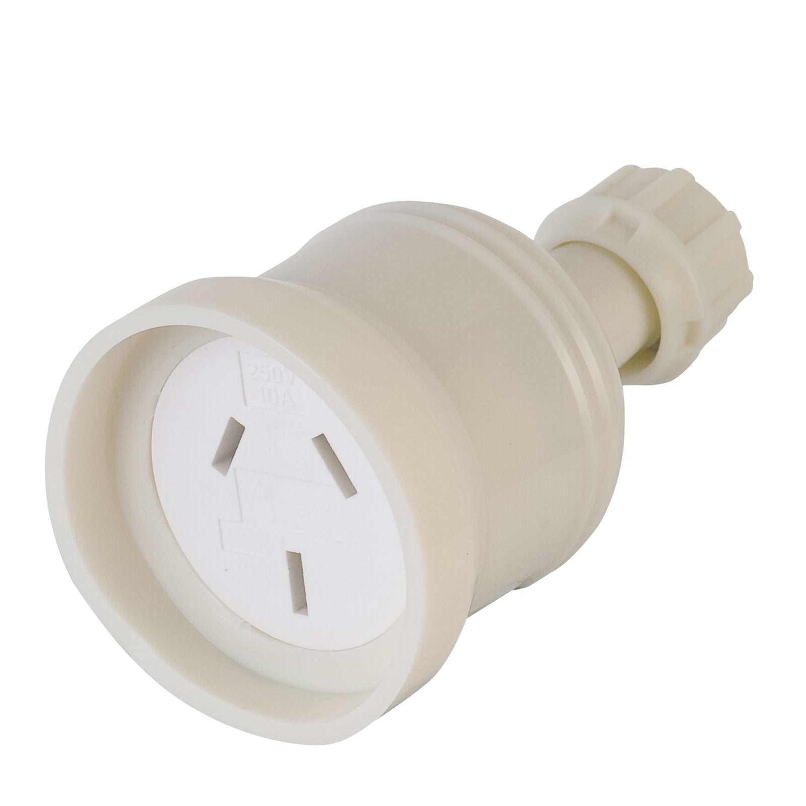 DETA 10A White Extension Socket - PVC Rear Mount with Cord Locking Nut 250V