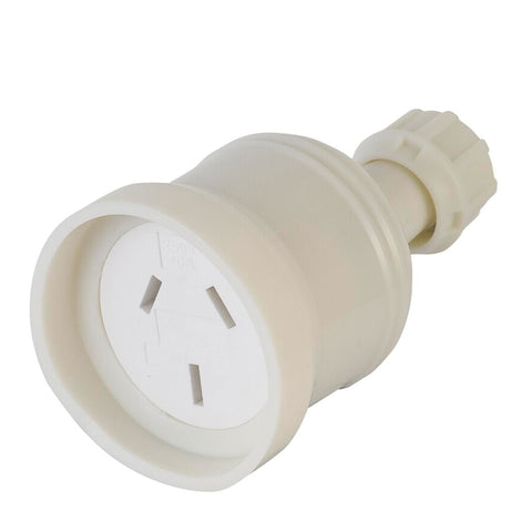 DETA 10A White Extension Socket - PVC Rear Mount with Cord Locking Nut 250V