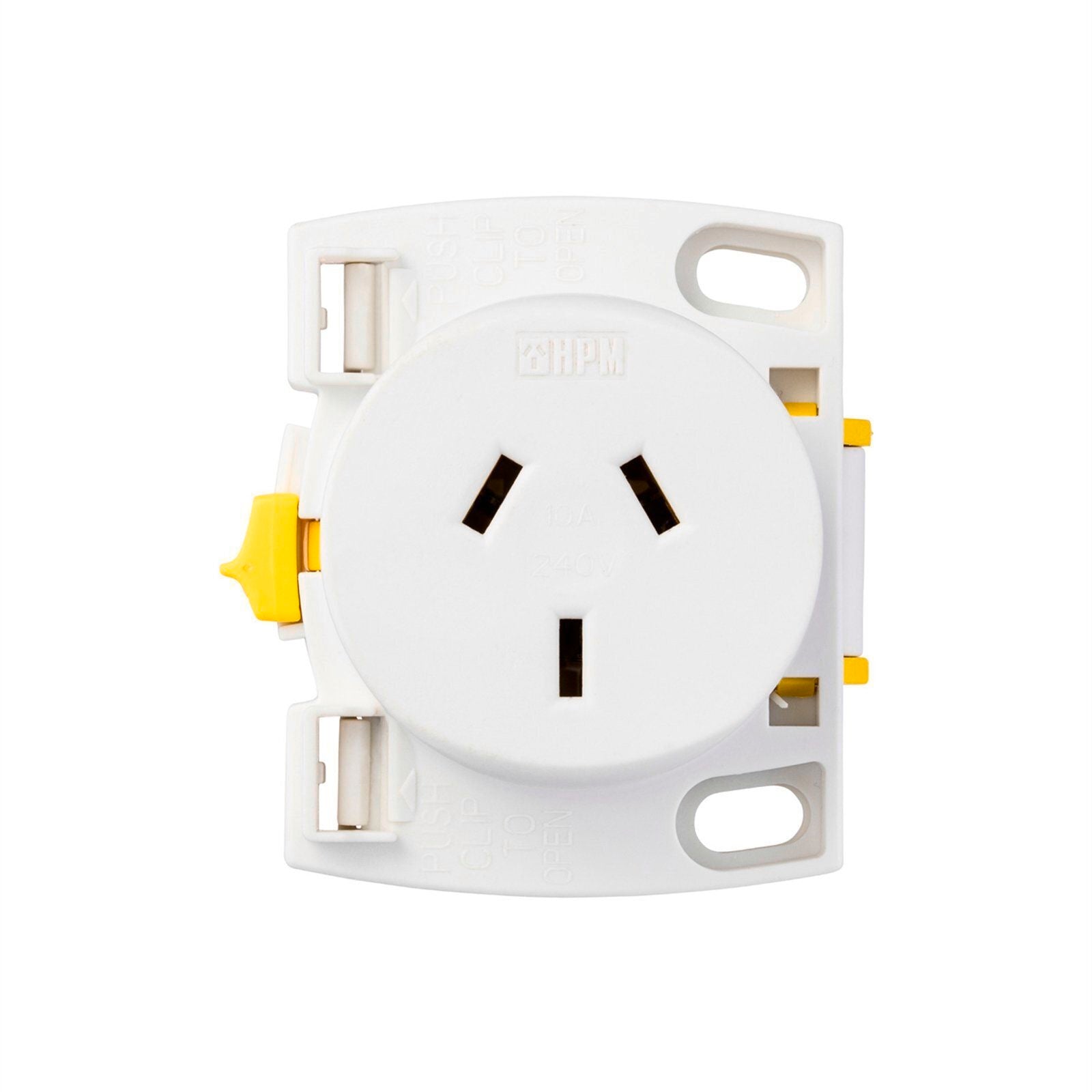 HPM Quick Connect White Plastic 3 Flat Pin 10A Plug Base 10 Pack BU37QC