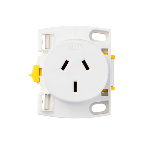 HPM Quick Connect White Plastic 3 Flat Pin 10A Plug Base 10 Pack BU37QC