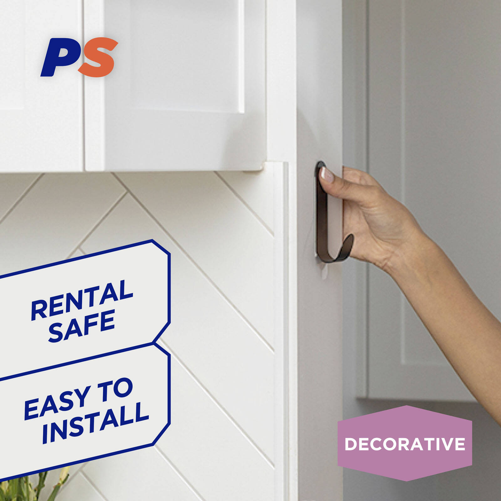 Permastik Black Stainless Steel Mixed Metal Adhesive Hooks 10 Pack